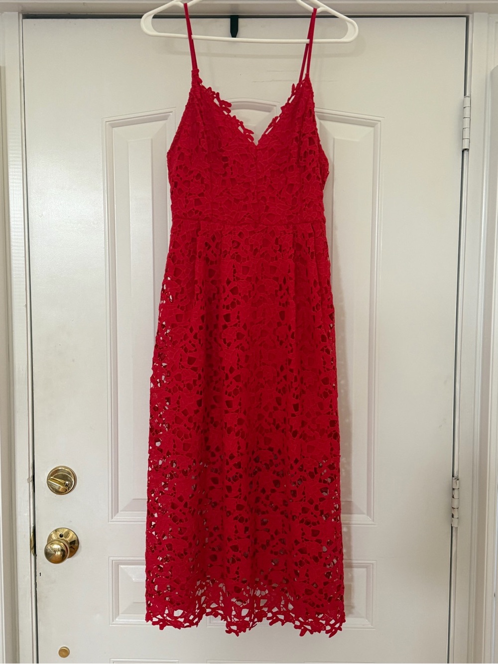 Astr Red Lace Midi Dress
